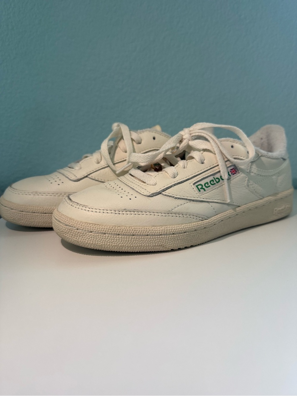 Reebok Kids Low-Top White Sneakers with Green Logo